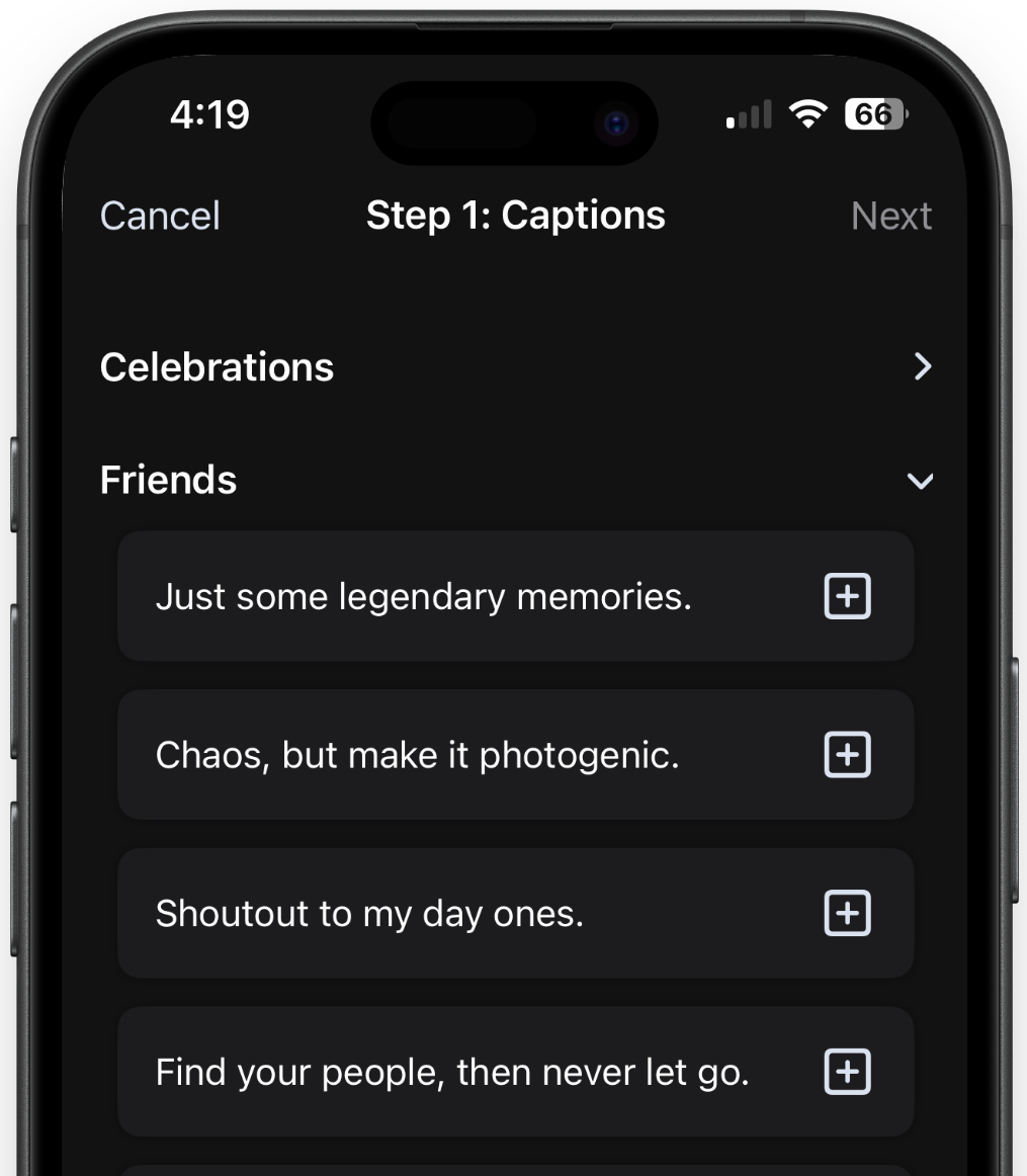PhotoPod Captions Screenshot